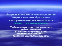 Презентация для аспирантов 13.00.01. по актуальным проблемам и вопросам