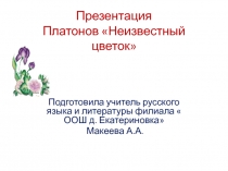 Презентация по литературе на тему Платонов Неизвестный цветок