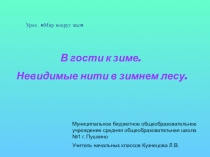 Урок мир вокруг нас (презентация) на тему: В гости к зиме. Невидимые нити в зимнем лесу.