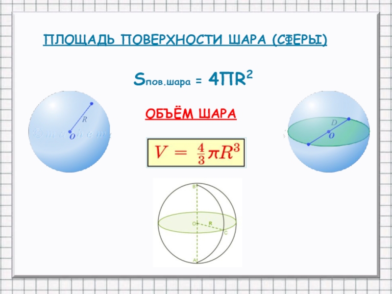 Объем шара через поверхность