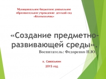 Презентация опыта работы Создание предметно-развивающей среды.