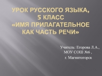 Презентация по русскому языку на тему Имя прилагательное как часть речи (5 класс)