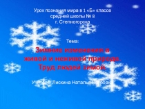 Презентация по познанию мира на тему Зимние изменения в живой и неживой природе. Труд людей зимой