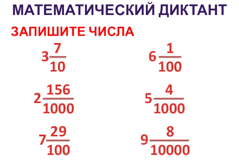 Десятичная запись дробей 5 класс презентация