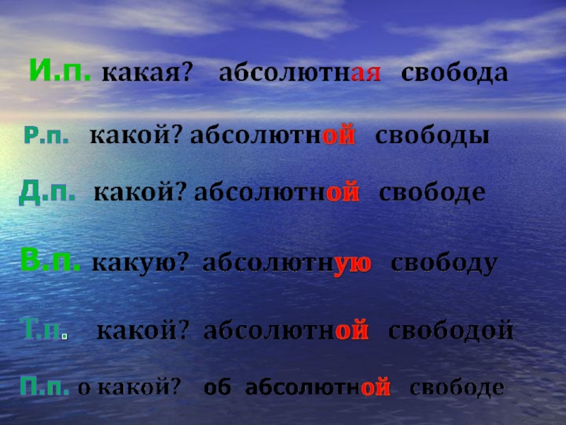 Какая абсолютно. Свобода это прилагательное. Какая может быть Свобода прилагательные. Свобода с прилагательными. Свобода какой род.