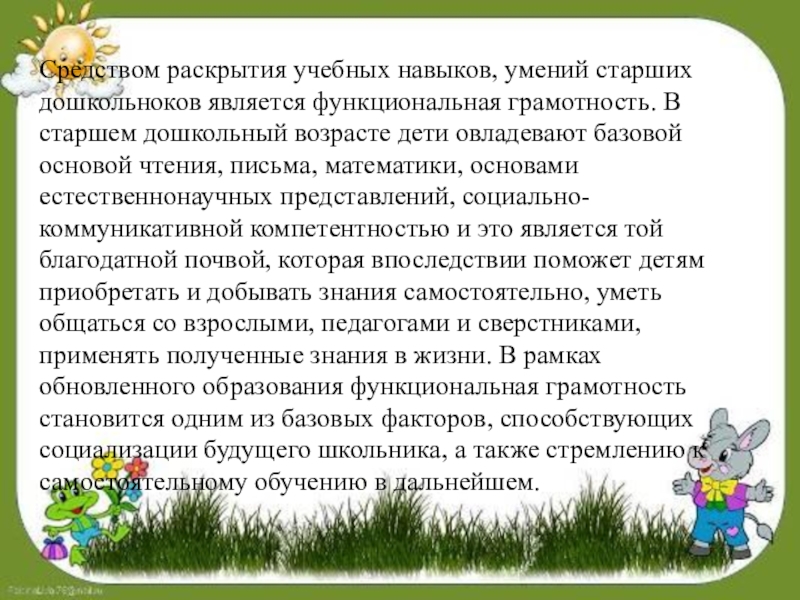 Формирование предпосылок функциональной грамотности у детей дошкольного возраста презентация