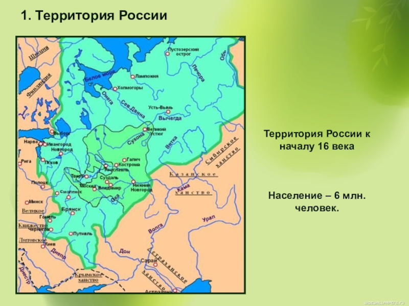 Территория россии в 16 веке карта