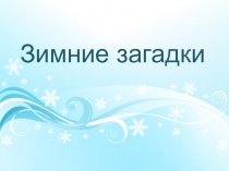 Презентация по окружающему миру Зимние загадки