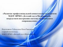 Развитие профессиональной компетентности педагогов МДОУ ИРМО Детский сад п.Молодежный посредством построения системы методического сопровождения