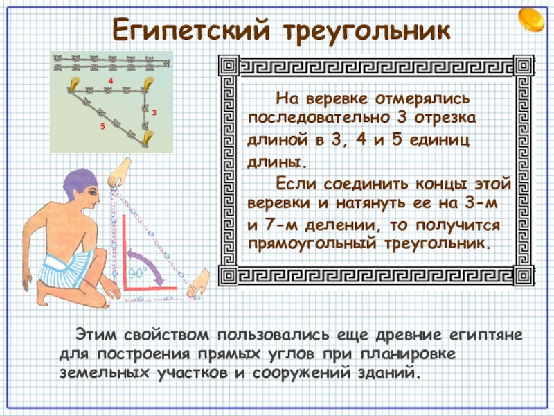 Длины сторон египетского треугольника. Египетский треугольник Пифагора. Теорема Пифагора Египетский треугольник. Построение египетского треугольника. Египетский прямоугольный треугольник.