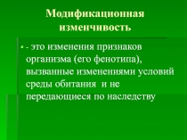 Презентация по биологии на тему Модификационная изменчивость