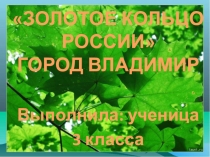 Презентация по окружающему миру на тему города Золотого кольца России. город Владимир. (3 класс)