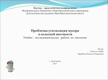 Презентация по экологии на тему Проблемы утилизации мусора в сельской местности