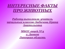 Презентация по окружающему миру  Интересные факты про животных (2 класс)