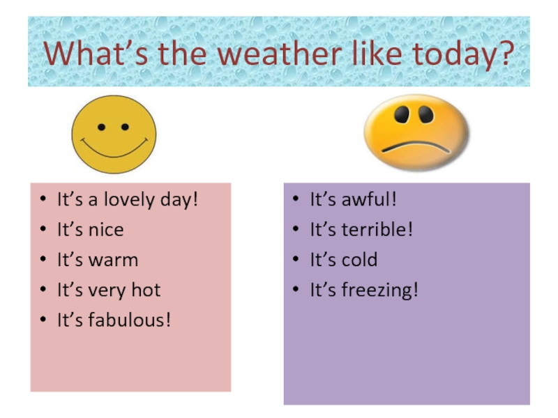 1 what is the weather like today