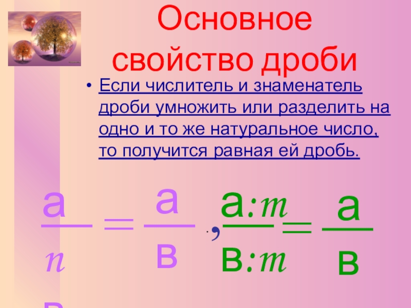 Основное свойство дроби 5 класс