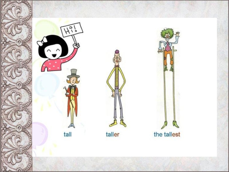 Tall прилагательное в сравнительной. Tall сравнительная. The Tallest рисунок. Tall Taller the Tallest. Tall Taller the Tallest правило.