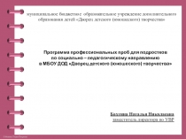 Презентация Программа профессиональных проб для подростков по социально – педагогическому направлению в МБОУ ДОД Дворец детского (юношеского) творчества