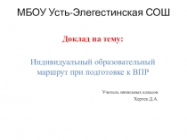 Индивидуальный образовательный маршрут при подготовке к ВПР 4 класс