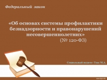 Презентация Профилактика безнадзорности