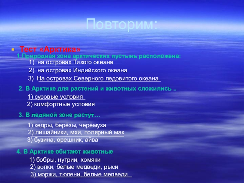 План описания природной зоны арктические пустыни