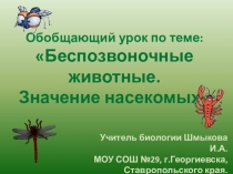 Презентация по биологии на тему Беспозвоночные животные. Значение насекомых