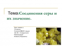 Презентация по химии на тему Соединения серы и их значение (9 класс)
