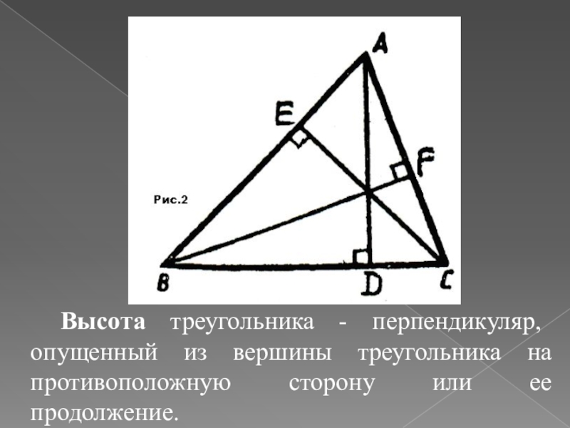 Треугольник высота опущенная вершины. Опущенная высота треугольника. Перпендикуляр из вершины треугольника на противоположную сторону. Высота треугольника опущенная на сторону. Dscjnjq nhteujkmybrf jgeotyjq BP lfyyjq dthibys.