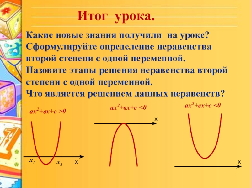 Неравенства второй степени с одной переменной. Решение неравенств второй степени с одной переменной. Решение неравенств второй степени с одной переменной 9. Неравенства второй степени с одной переменной. Решение неравенств. Алгоритм решения неравенств второй степени с одной переменной.