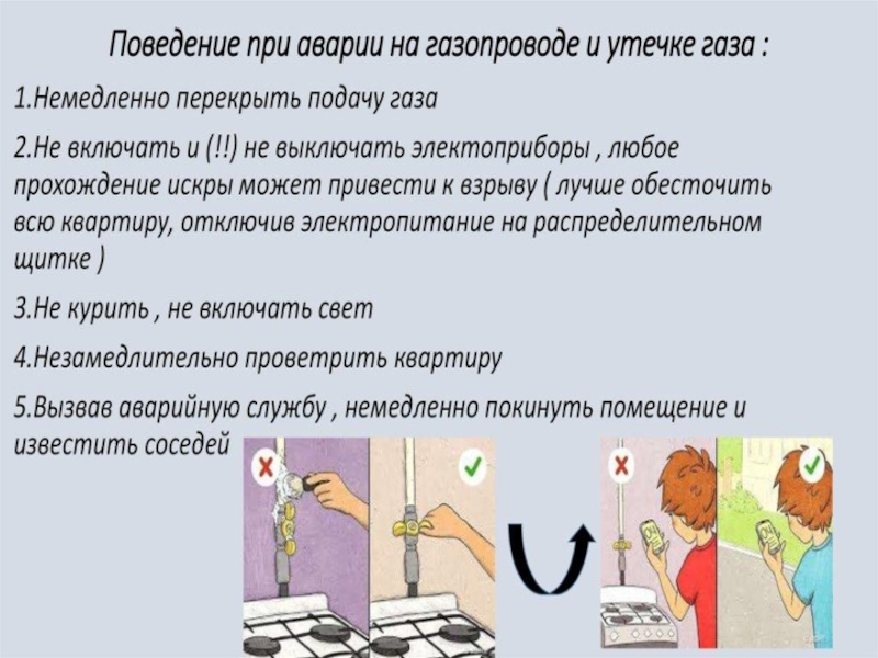 Действия при утечке. Поведение при аварии на газопроводе и утечке газа :. Правила поведения при утечке газа. Правила поведения при утечке газа в квартире. Правила безопасного поведения при утечке газа.