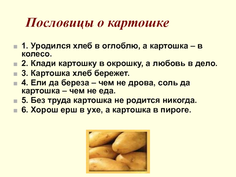 Картошки положить. Поговорки про картофель. Пословицы про картошку. Загадка про картошку. Пословицы про картофель.