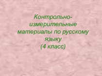 Презентация по русскому языку Проверочная работа (4 класс)