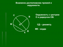 Презентация по геометрии 8 класс Взаимное расположение прямой и окружности