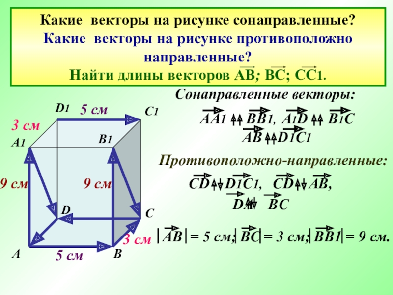 Сонаправленные векторы изображены на рисунке