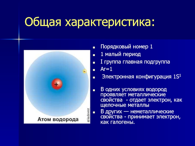 Характеристика водорода по плану 9 класс