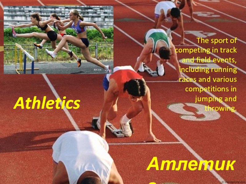 AthleticsАтлетикаThe sport of competing in track and field events, including running races and various competitions in jumping