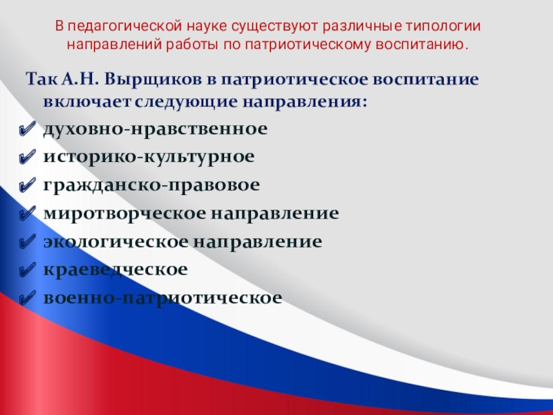 Воспитание патриотизма в современной школе. Направления работы патриотическое и другие. Вырщиков выделил следующие виды патриотизма. Вырщиков виды патриотизма а.н. А.Н. Вырщиков.