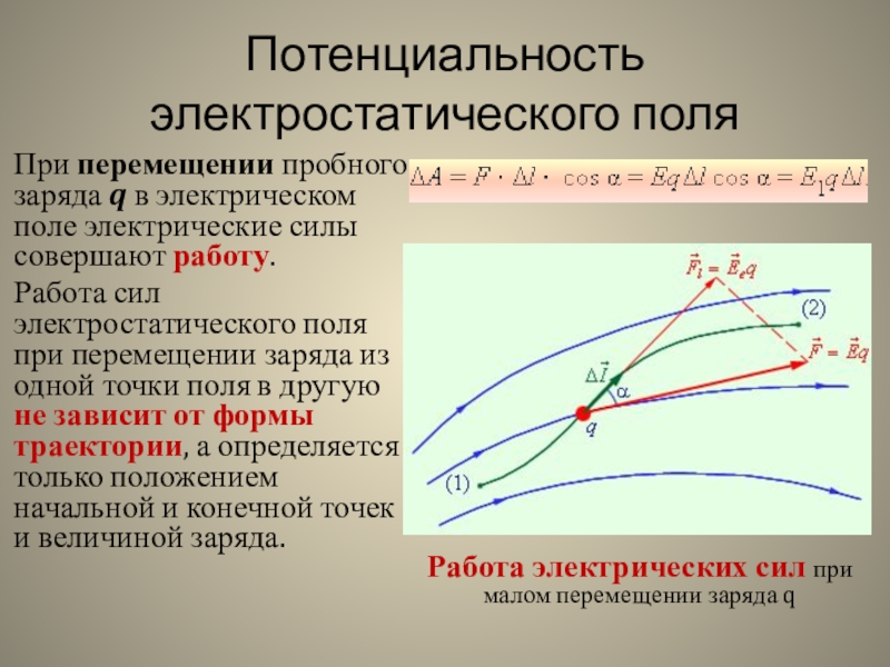 Работа совершаемая силами поля. Работа сил поля при перемещении зарядов. Потенциал электрического поля. Работа по перемещению заряда.. Работа сил электростатического поля. Работа по перемещению пробного заряда.