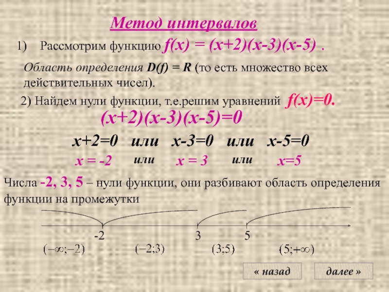 Презентация метод интервалов для непрерывных функций 11 класс никольский