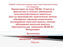 Урок на производстве: практическое занятие Овладение навыками клинического исследования молочной железы, лечение заболеваний молочной железы