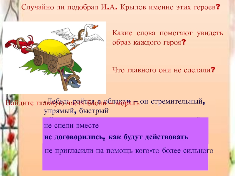 Презентация по чтению 2 класс школа россии крылов лебедь рак и щука