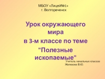Презентация к уроку окружающего мира на тему Полезные ископаемые(3 класс)