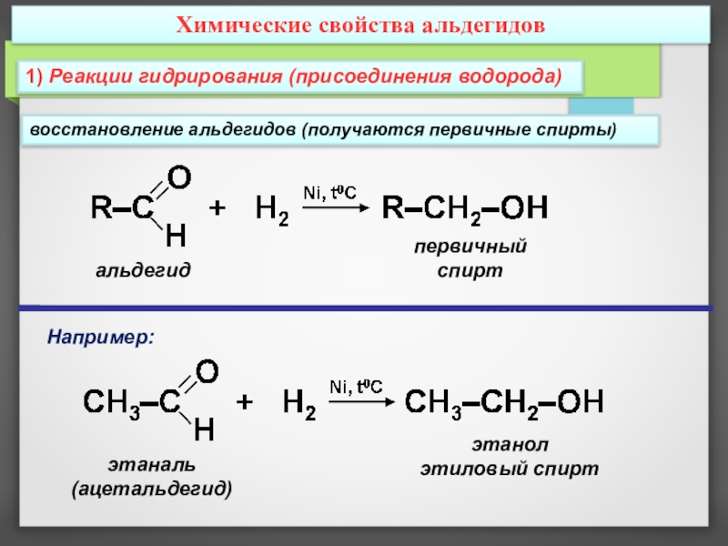 Этаналь и перманганат калия этаналь и водород. Реакция восстановления альдегидов гидрирование. Гидрирование альдегидов реакция присоединения. Реакция гидратации альдегидов. Химические свойства альдегидов реакция гидрирования.