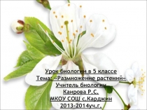 Урок в 5 классе. Тема:  Размножение растений.