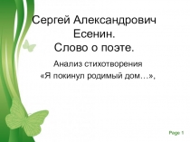 Презентация по литературе на тему Анализ стихотворения С. Есенина Я покинул родимый дом