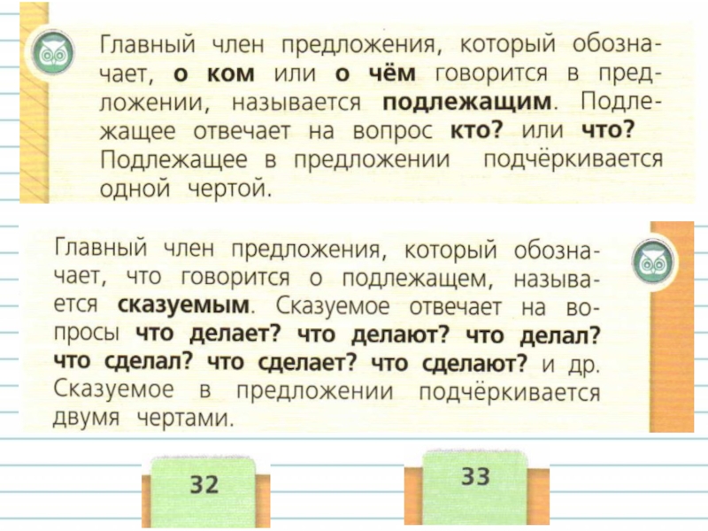 Презентация на тему подлежащее и сказуемое 2 класс