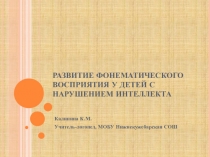 РАЗВИТИЕ ФОНЕМАТИЧЕСКОГО ВОСПРИЯТИЯ У ДЕТЕЙ С НАРУШЕНИЕМ ИНТЕЛЛЕКТА