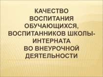 Презентация педсовета на тему Качество воспитания обучающихся, воспитанников школы-интерната во внеурочной деятельности