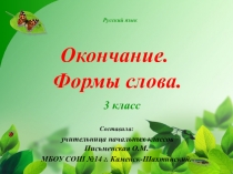 Урок русского языка на тему: Окончание. Формы слова 3 класс Школа России.