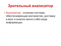 Презентация к уроку Зрительный анализатор 8 кл биология
